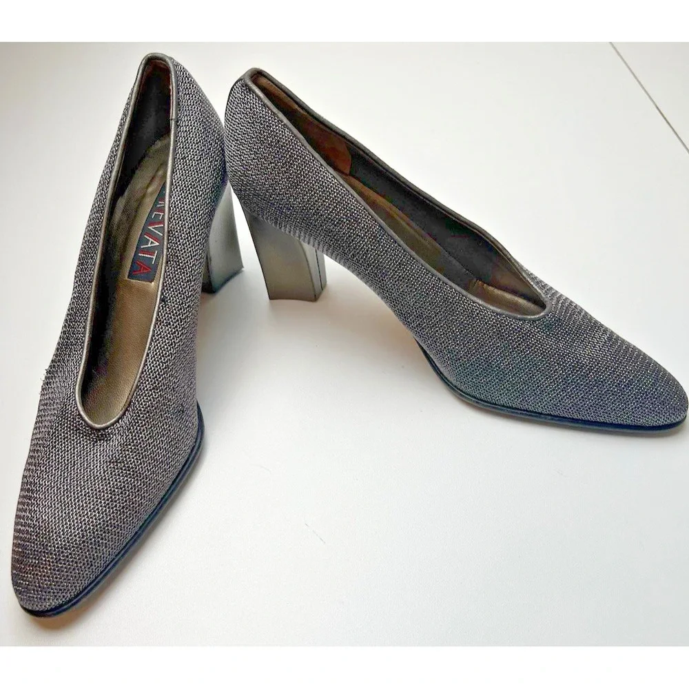 Prevata Made in Italy Women's Pewter/Black Metallic Pumps w/ 3